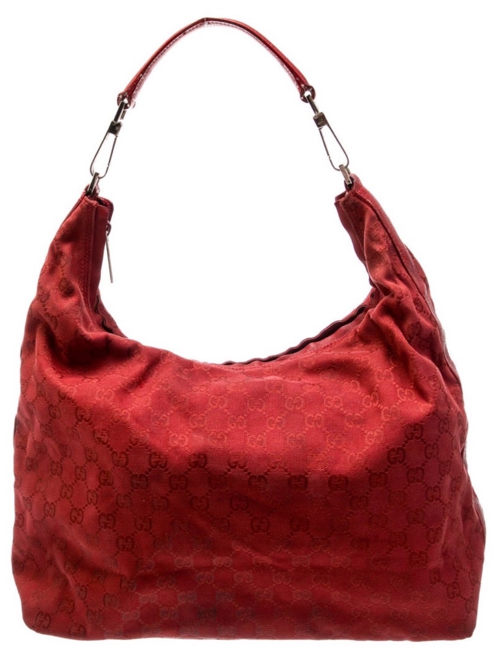 Gucci GG Canvas Charmy Red Monogram Shoulder Hobo Bag